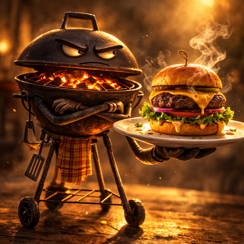 The Grill proudly presenting a gourmet burger