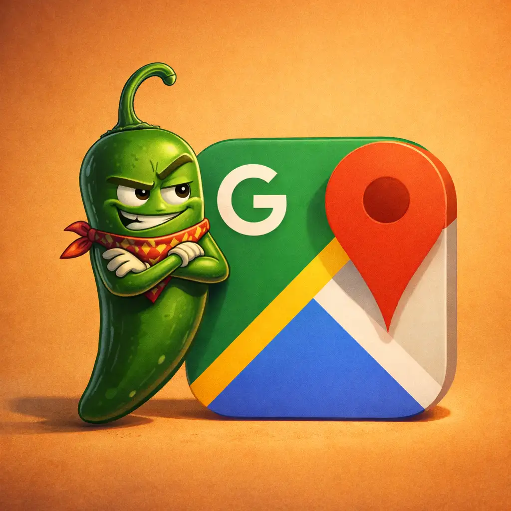 The Jalapeño leaning on a Google Maps icon