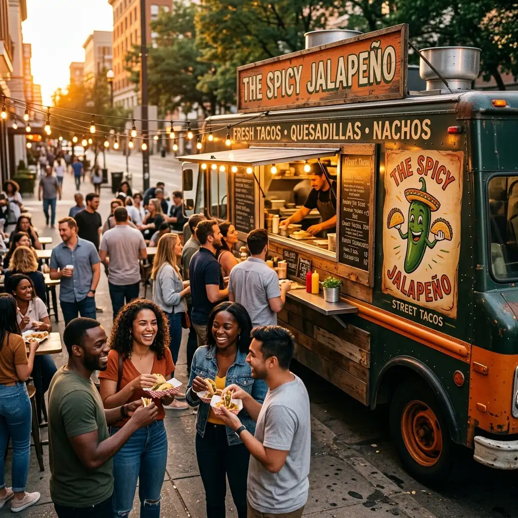 Successful food truck with Neka characters